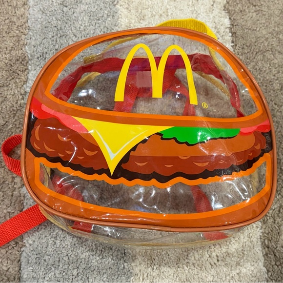McDonald's Other - McDonald's Burger Clear Plastic Backpack Small Adjustable Strap 2005 Toys R Us